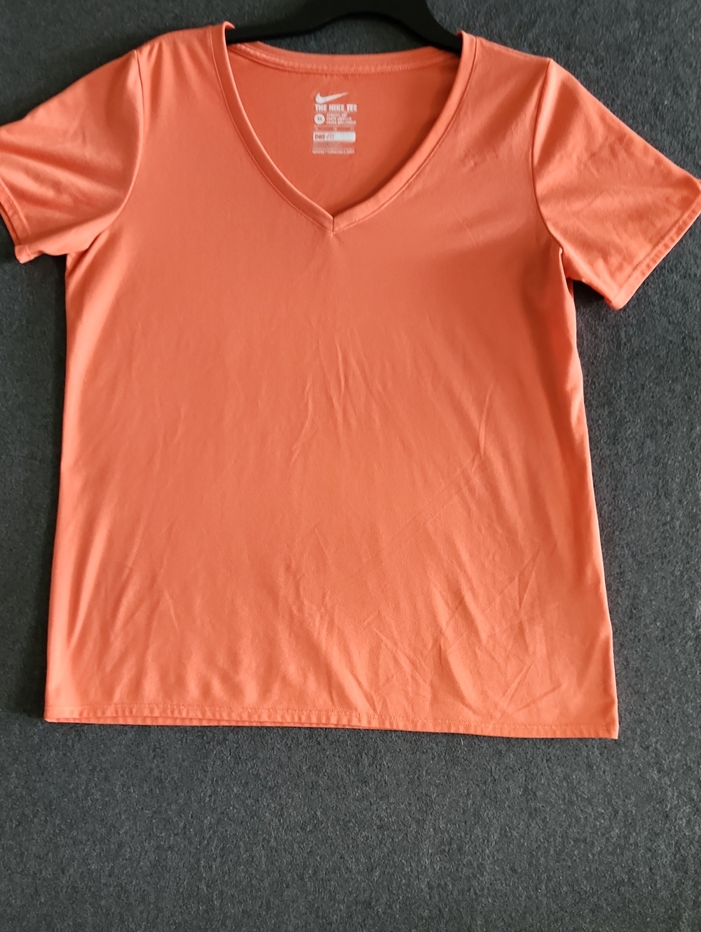 Nike Dri-FIT Athletic Cut Women's V-Neck Tee Orange Size XL Gym Athleisure